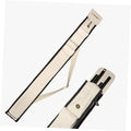 Off-white canvas pool cue case for 2 cues with black zipper trim and carrying strap