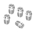 Metal pressure washer nozzle fittings, hex drive head, threaded body, silver set