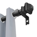 Matte black telescoping curtain rod bracket with mounting hardware