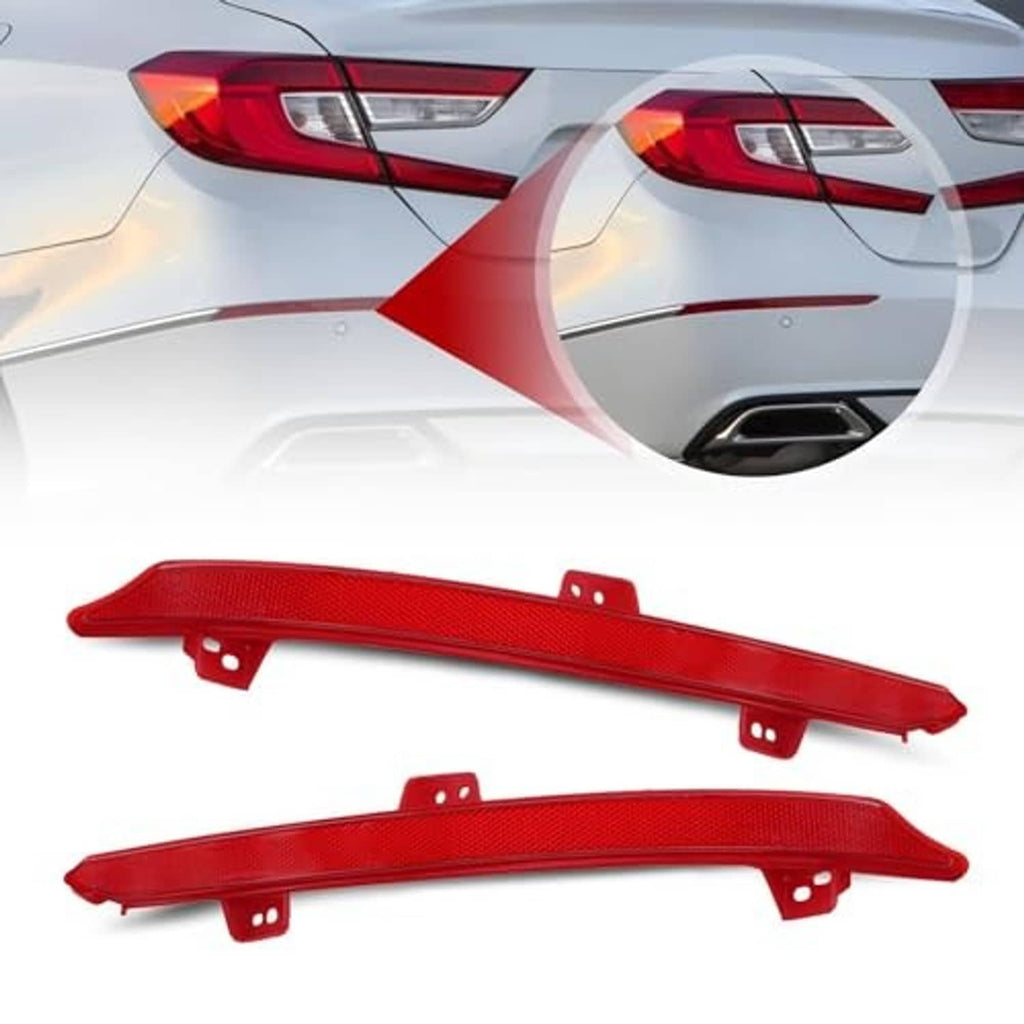 Red left and right rear bumper reflector light strips with mounting brackets