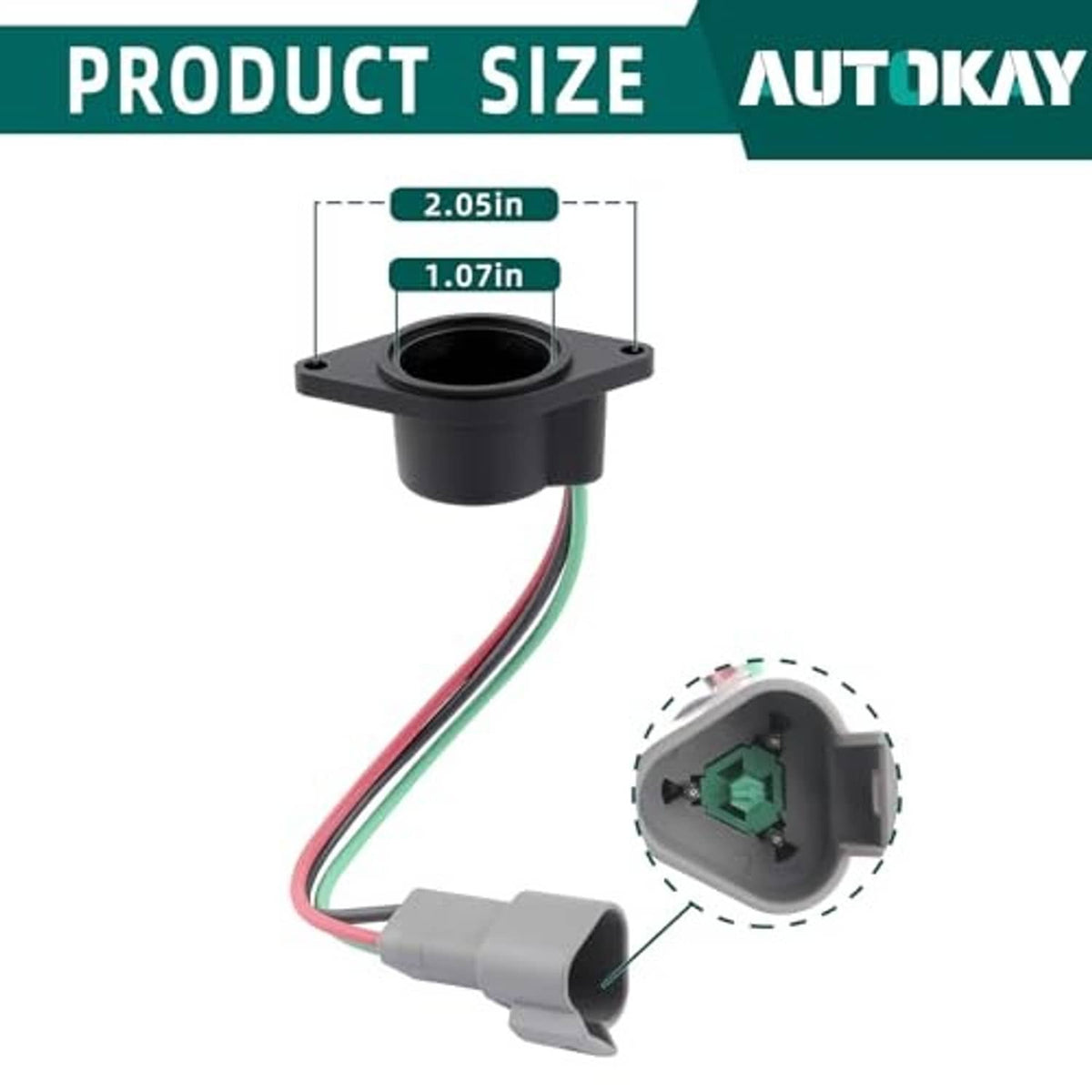 Speed sensor module with black housing and colored wires, gray connector