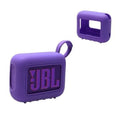 Purple silicone speaker cover case for JBL Go 4 with carrying loop and front cutout