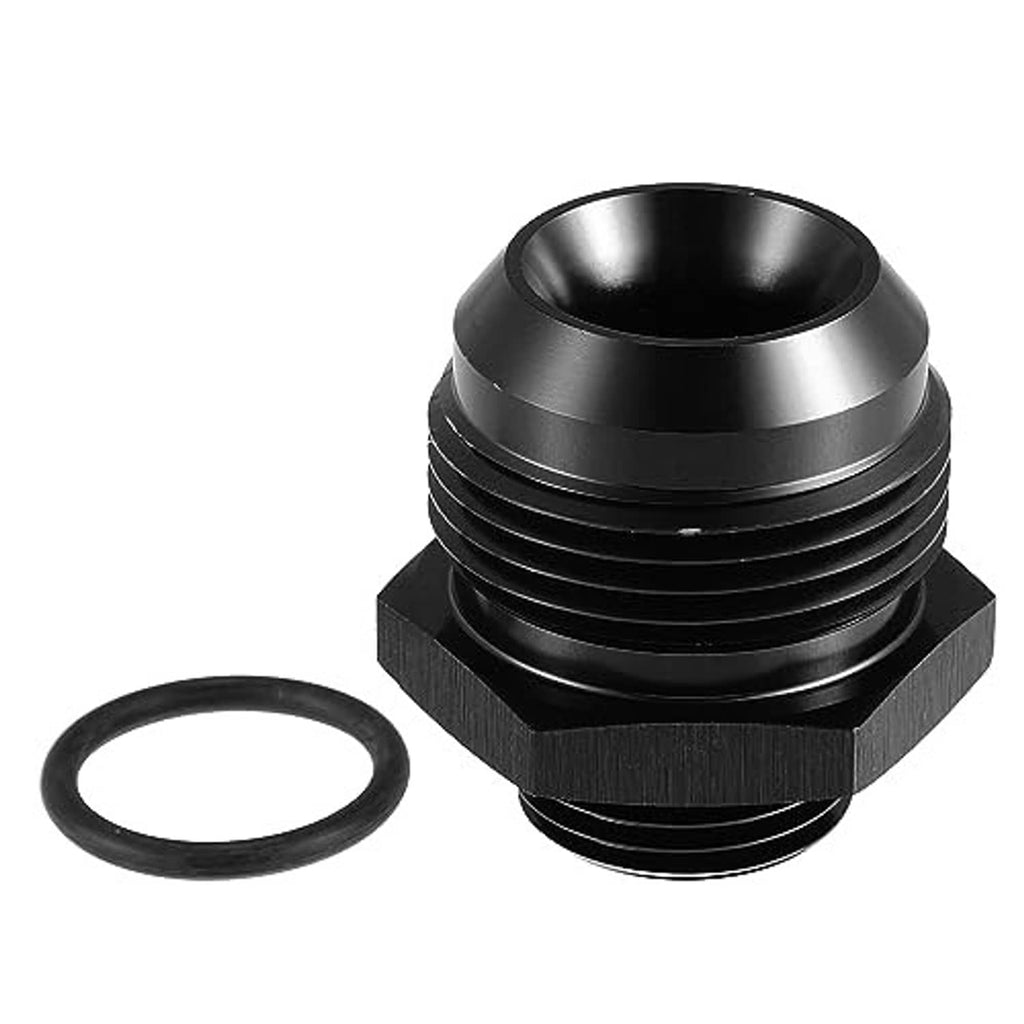 AN16 to AN10 male ORB O-ring fuel adapter, front view of tapered threaded ports