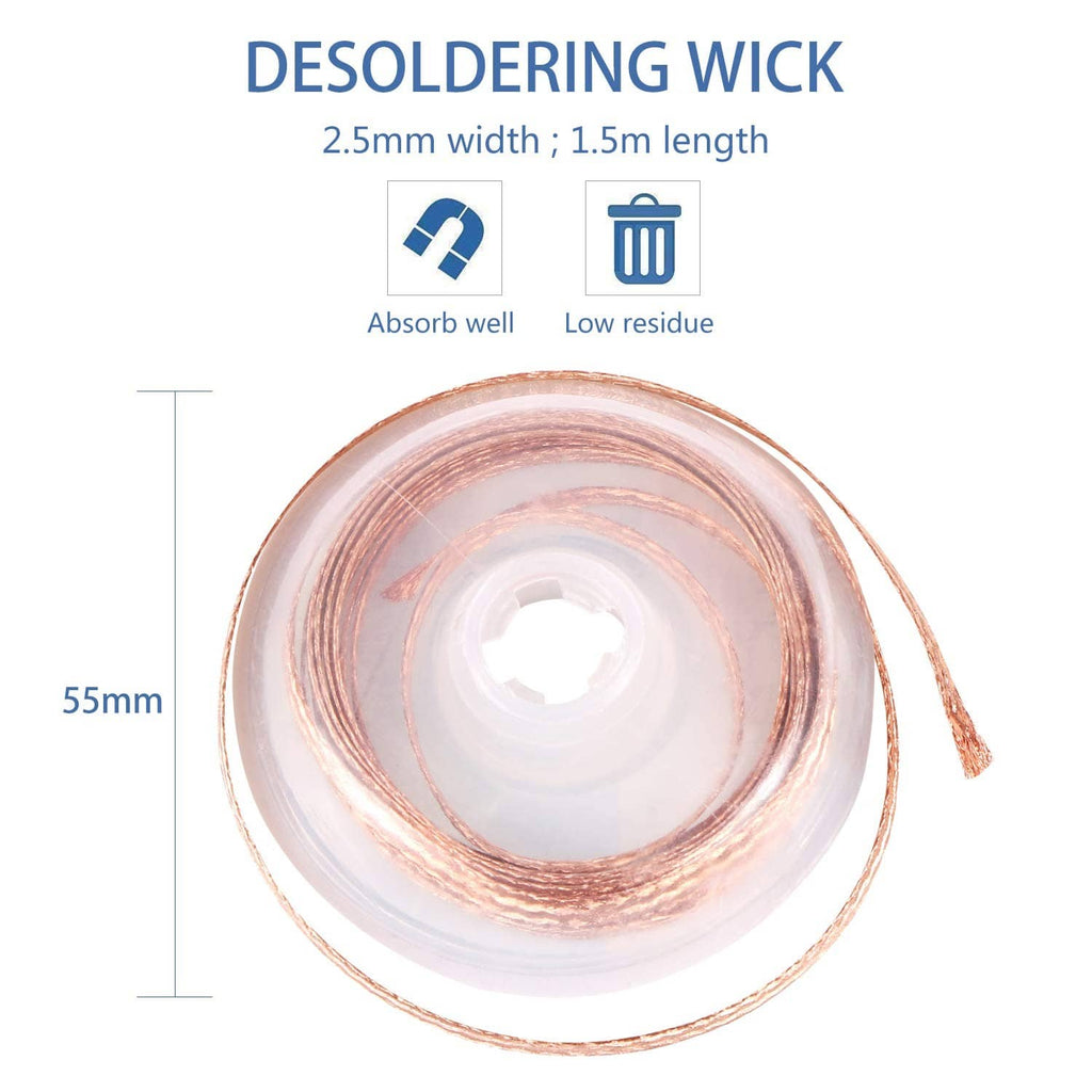 Coiled copper solder wick roll, about 55mm diameter