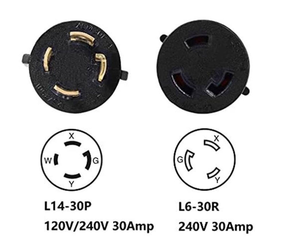 Twist-lock plug ends for L14-30P and L6-30R, 30A 240V with prongs