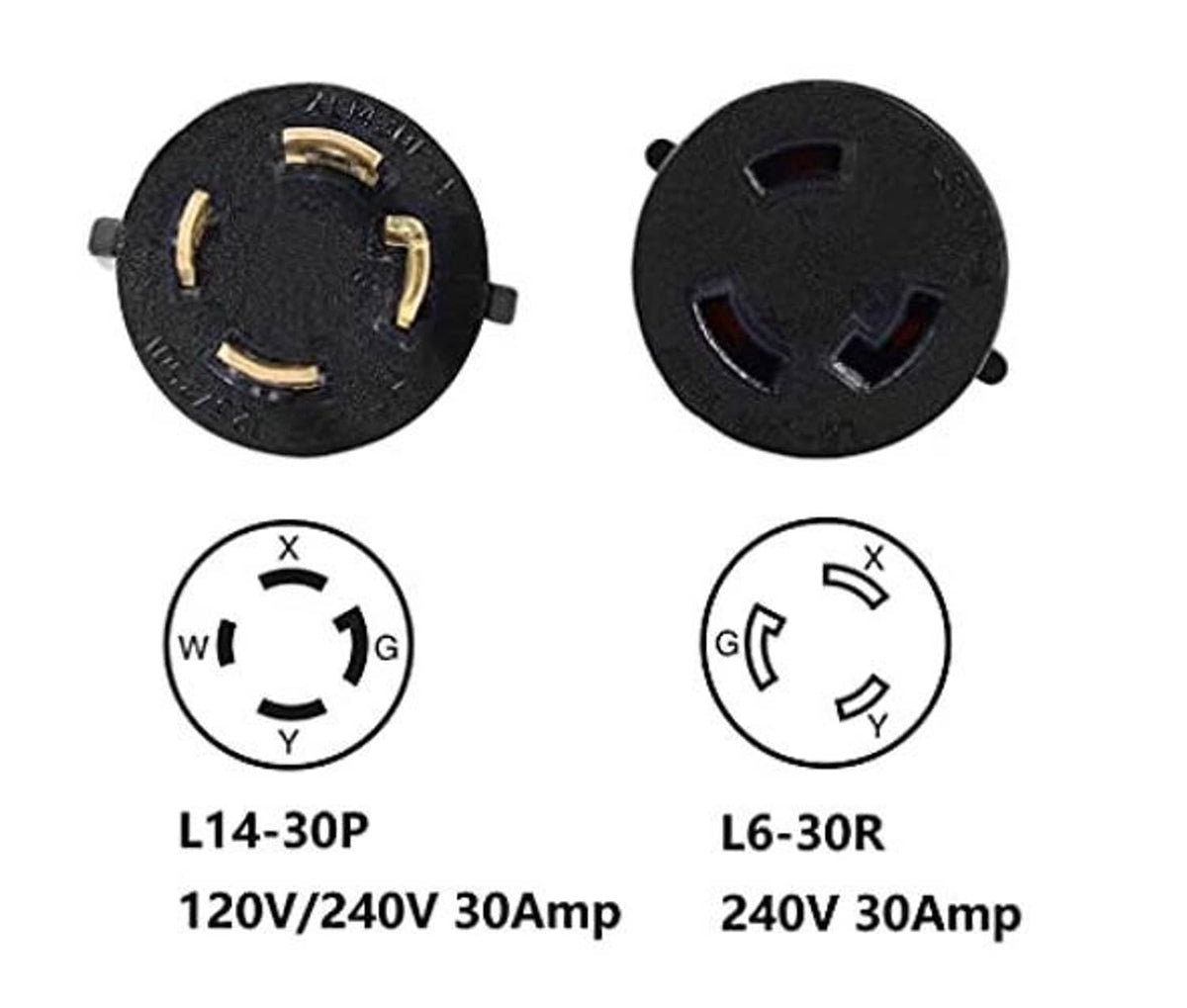 Twist-lock plug ends for L14-30P and L6-30R, 30A 240V with prongs