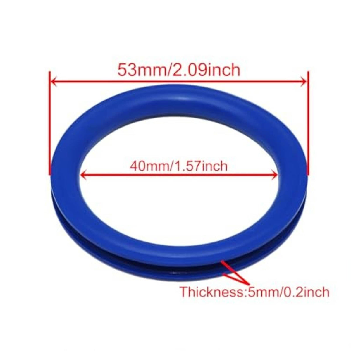 Blue round O-ring gasket seal, side profile showing thickness
