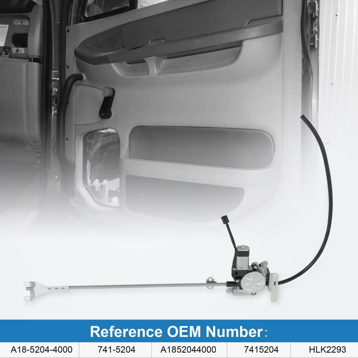 Power window regulator assembly with motor and long metal lift arms