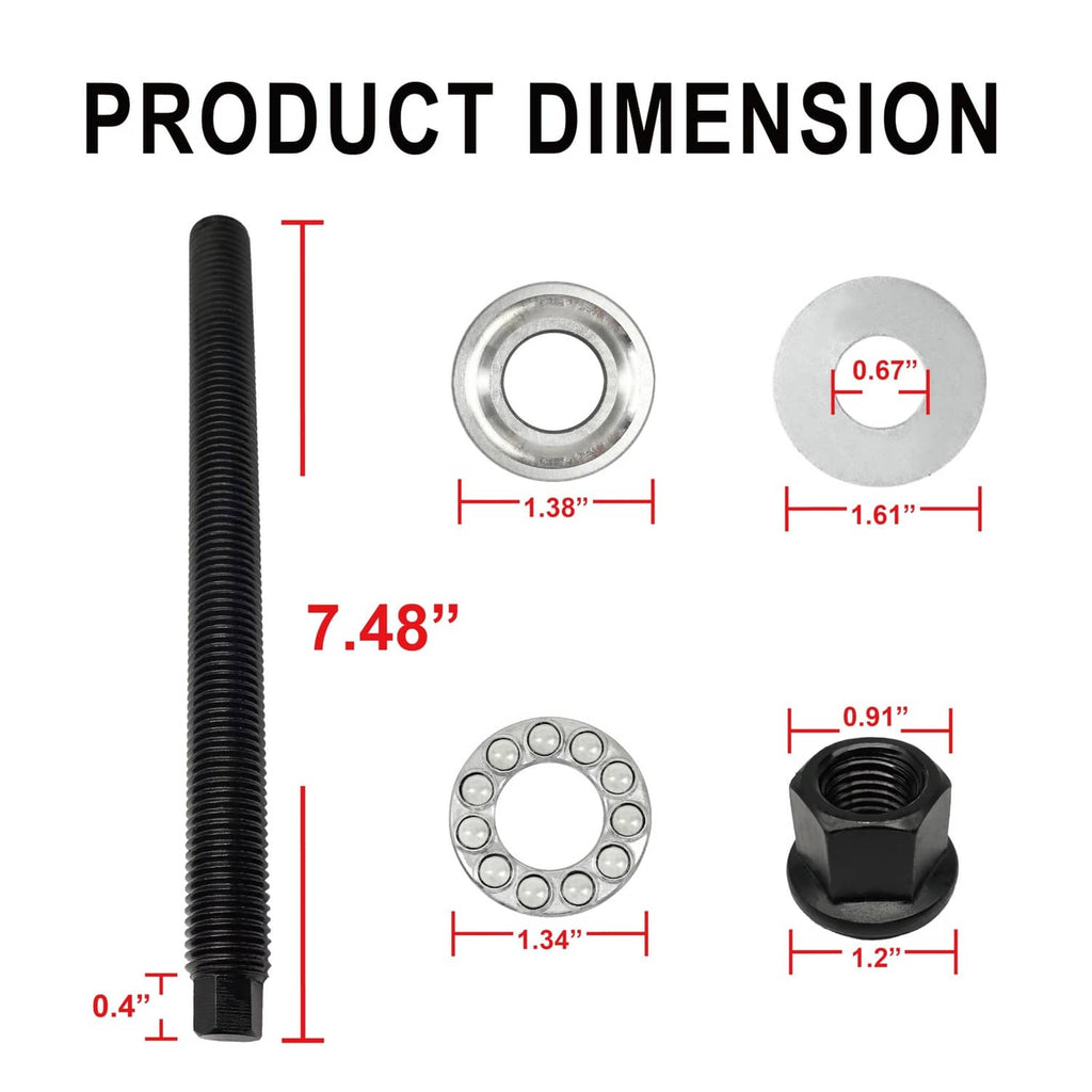 Harmonic balancer installation tool with measured bolt and included washers and nut