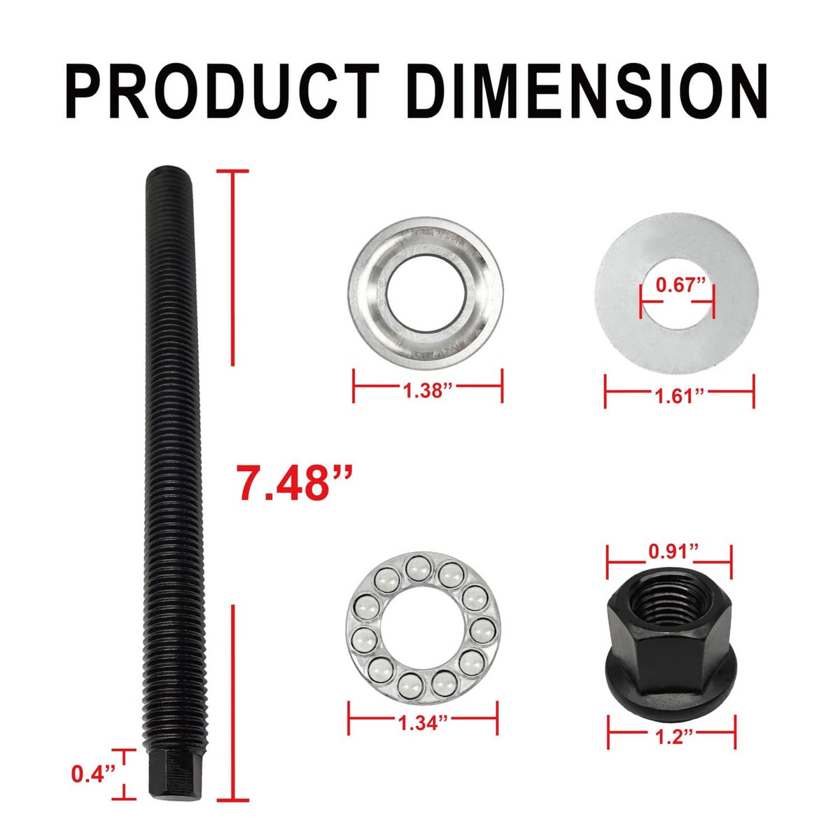 Harmonic balancer installation tool with measured bolt and included washers and nut