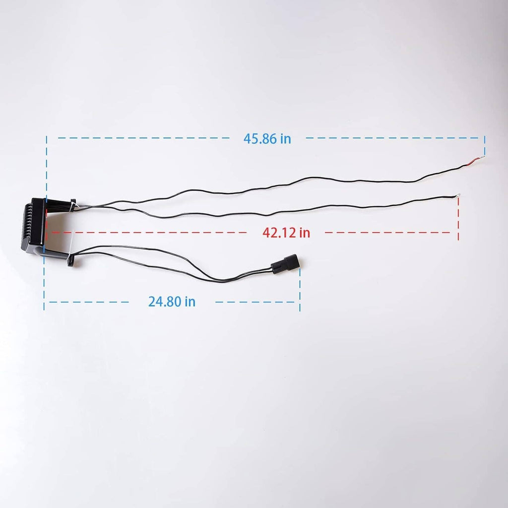 Voltage rectifier regulator wiring harness with long leads and two plug connectors
