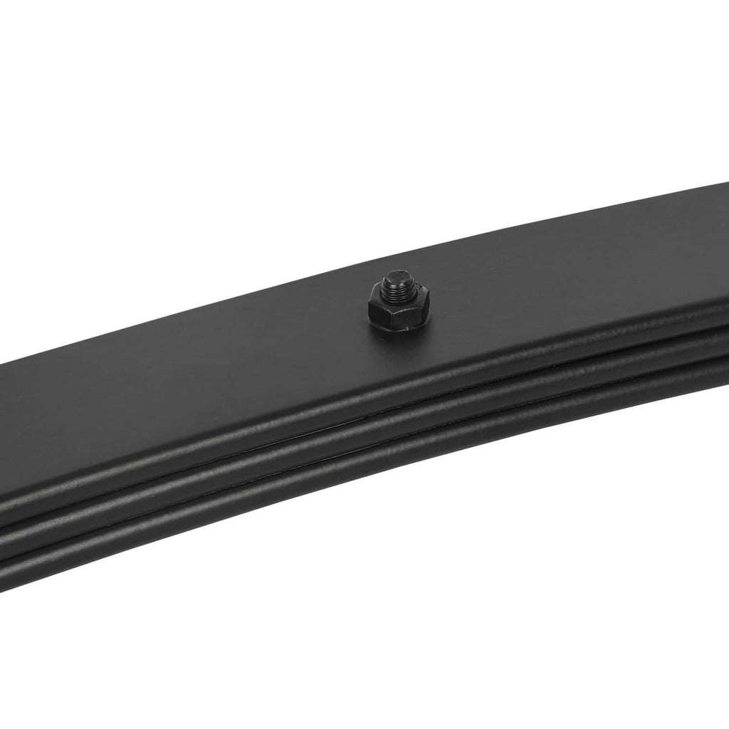 Black leaf spring bar with center mounting hole and ridged striping