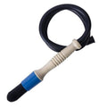 Parts washer brush with blue handle, black bristles, and coiled black hose