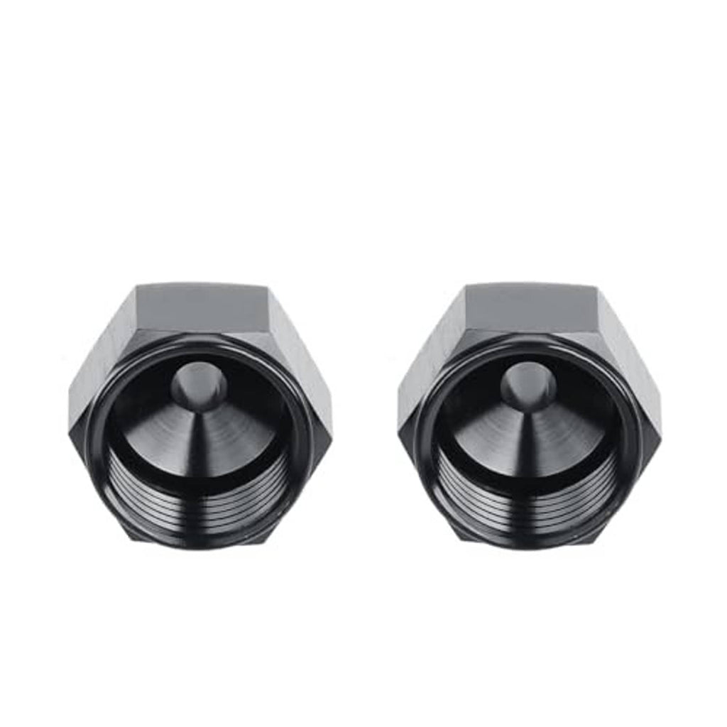 AN flare reducer adapter, black aluminum hex socket with internal threaded bore