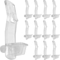 Clear plastic shelf support locking pegs with two-prong base, set of 20