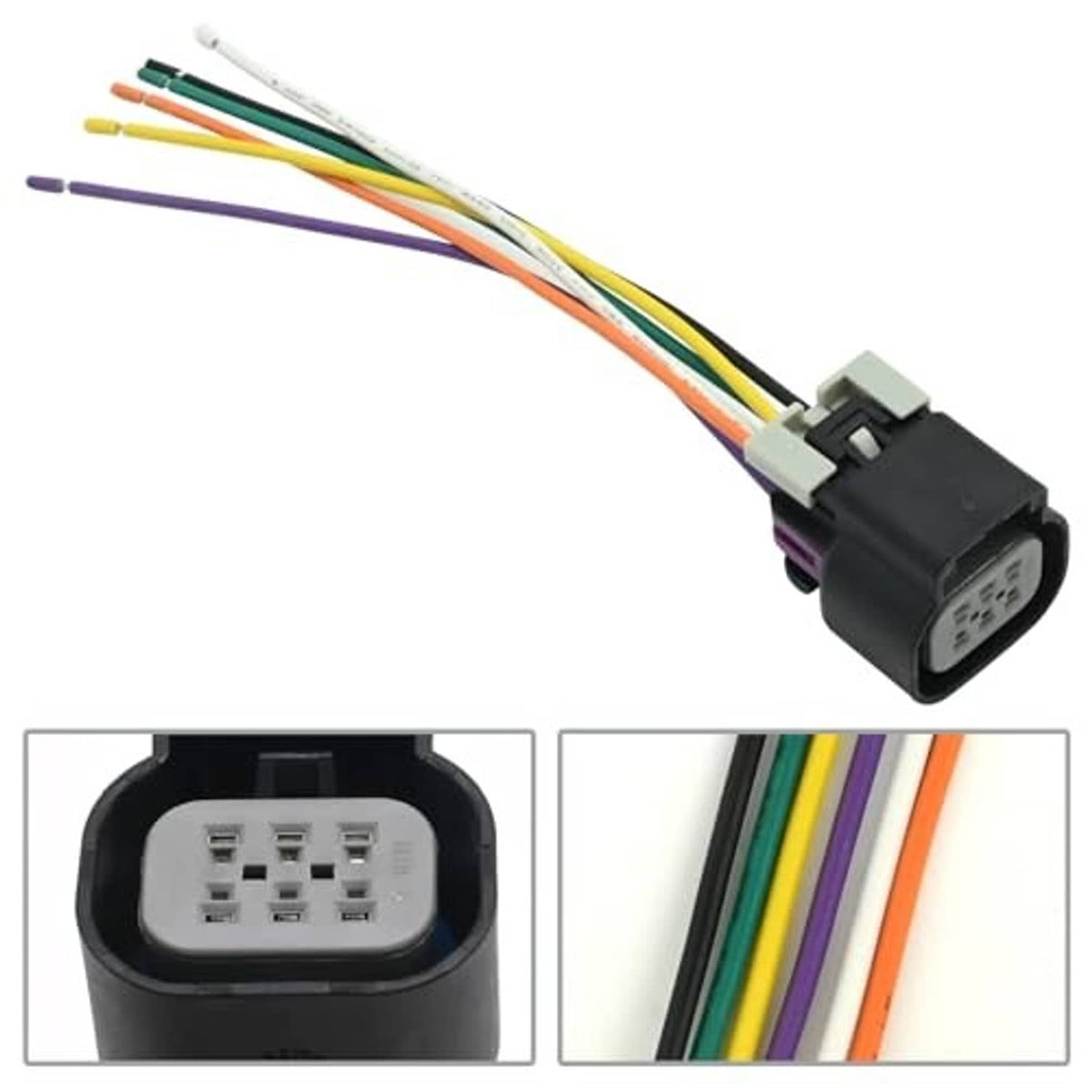 Throttle body connector with multicolor wires and pin-face detail on black plug