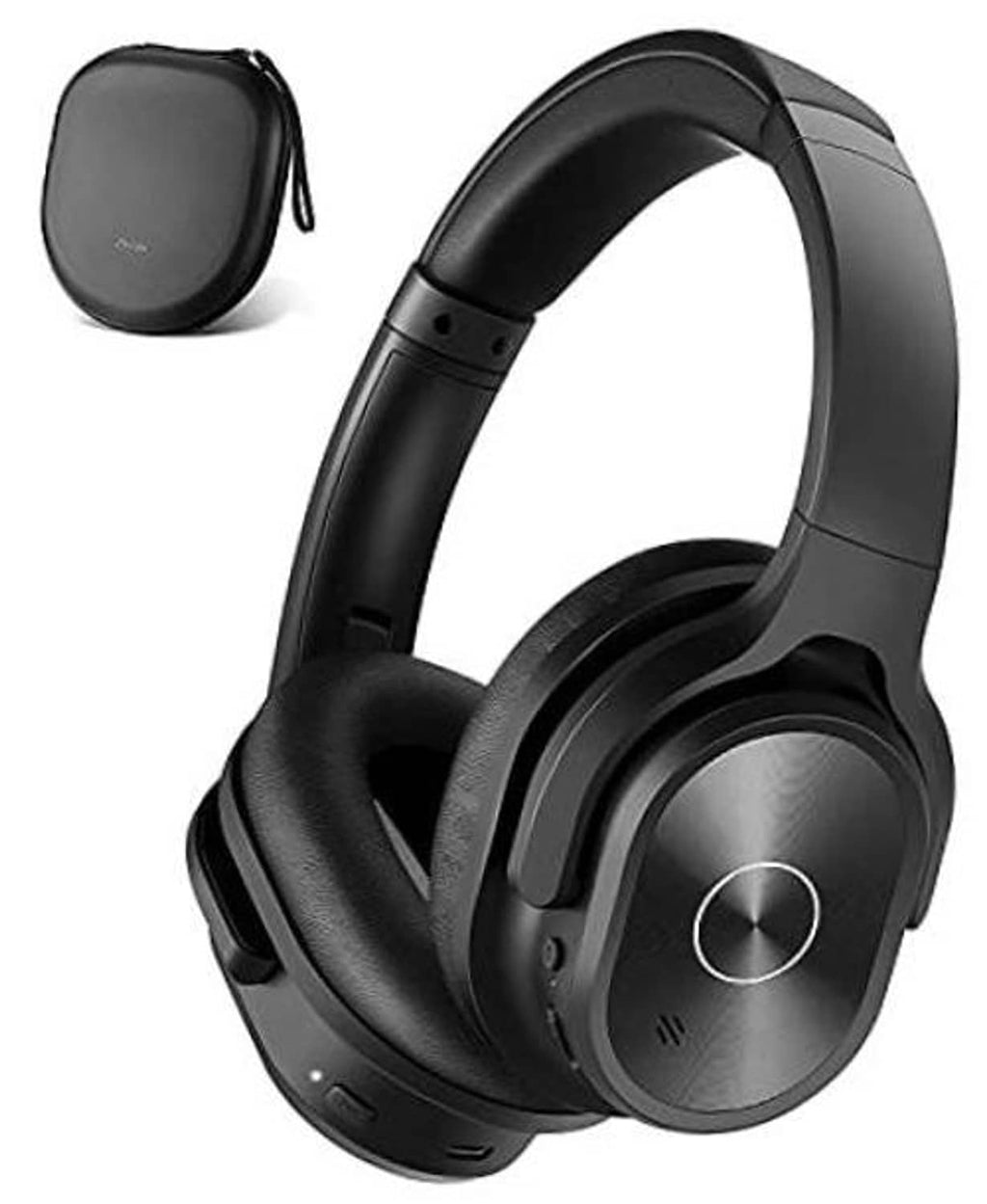 Black over-ear wireless noise cancelling headphones with padded headband