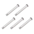 Silver clevis pins with single hole, flat head, 304 stainless steel (5-pack view)
