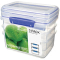 Sistema Klip It rectangular food storage container set, clear base with blue snap lid