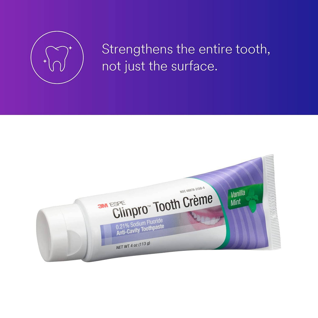 3M Clinpro Tooth Creme toothpaste tube, 0.21% sodium fluoride, Vanilla Mint
