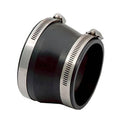 Black intake coupler with hose clamps, 4 in x 3.5 in metal bands