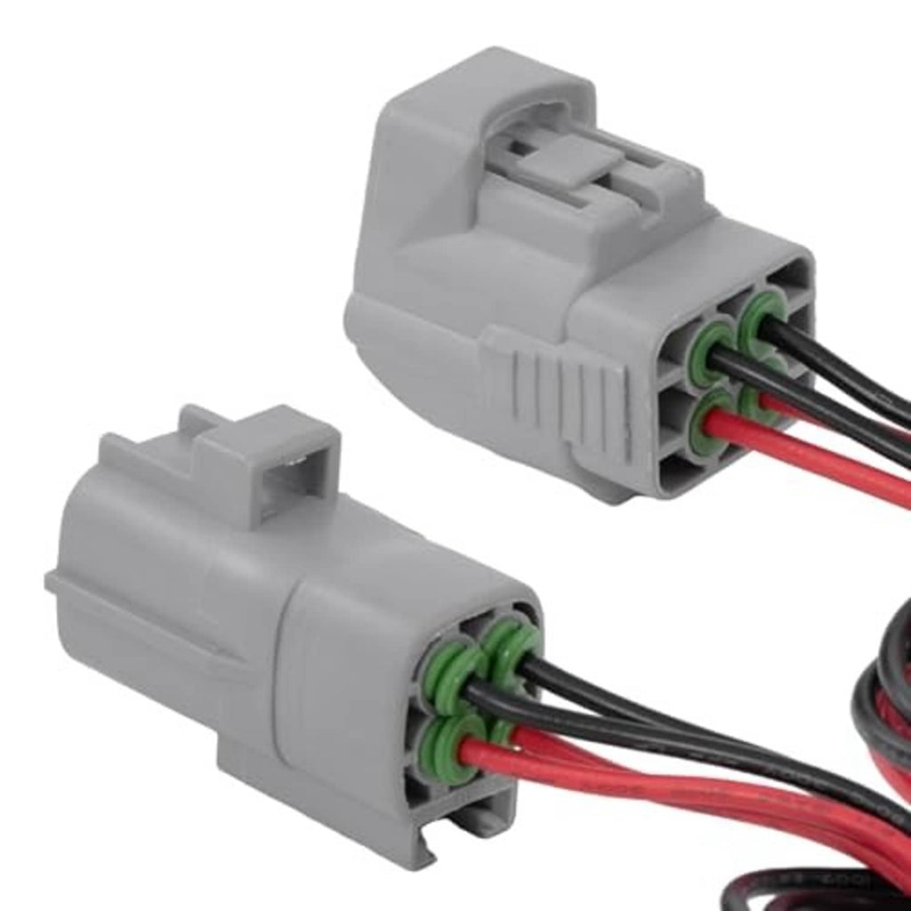 Gray EFI throttle connector housing with inner terminals and red/black wire leads