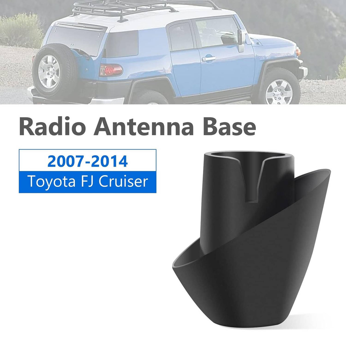 Black rubber radio antenna base, three-lobed cap shape