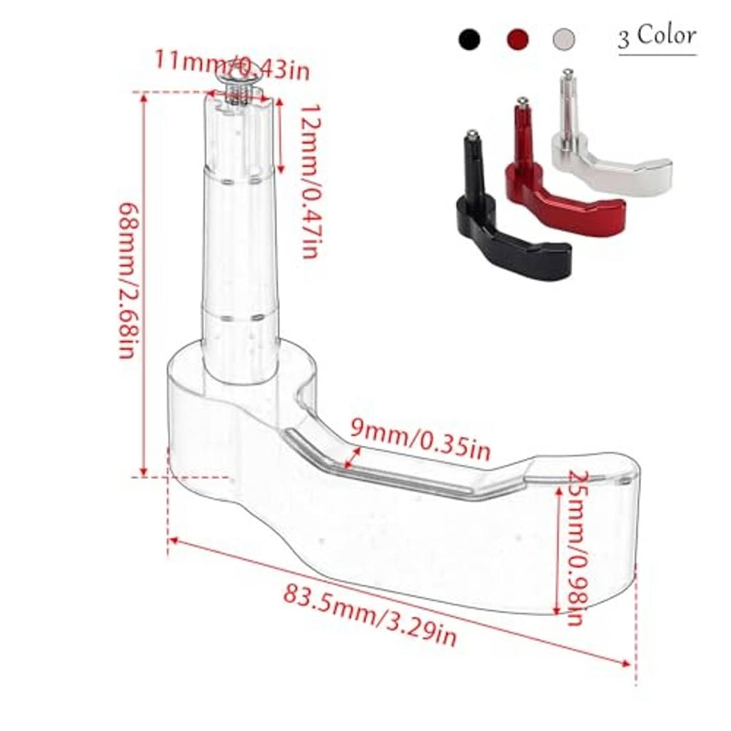 Red CNC aluminum thumb throttle lever with curved grip and mounting stud