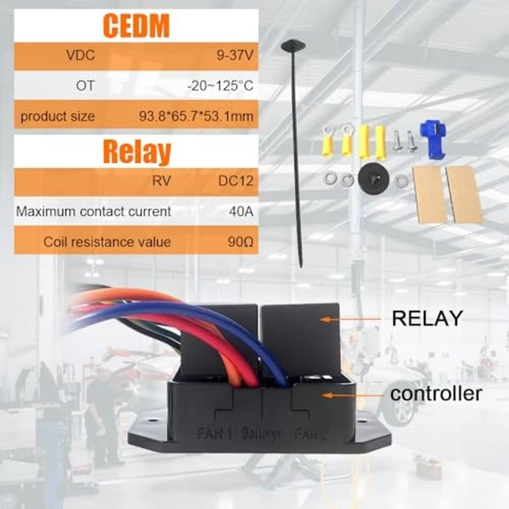 Relay radiator controller module with multi-wire harness and included connectors
