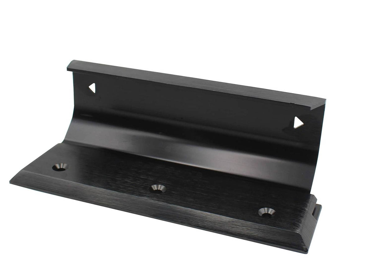 Dark bronze door brace barricade with two mounting holes and end stop tabs