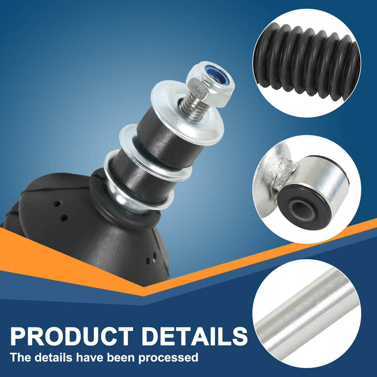 Rear shock absorber assembly with black coil spring boot and silver body detail