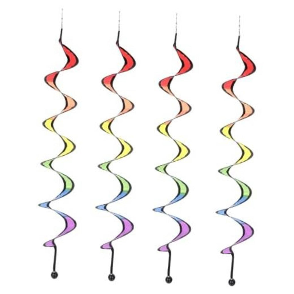 Set of 4 rainbow wind spinner hanging swirls with black hanging loops