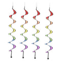 Set of 4 rainbow wind spinner hanging swirls with black hanging loops
