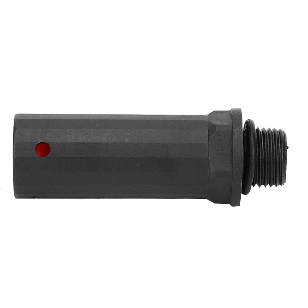 Black compressor piston valve with side red dot and male thread end