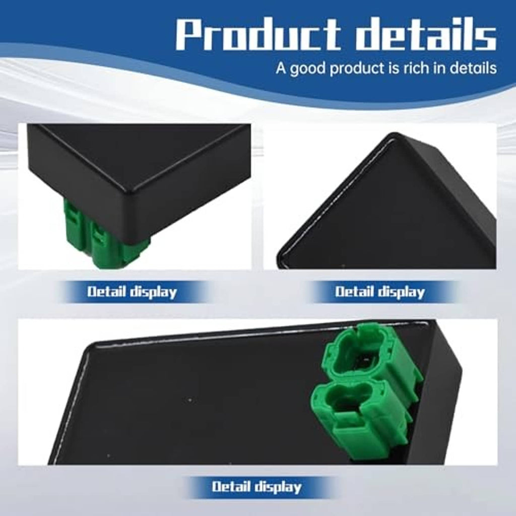 Black CDI module box detail with green connector terminal pins