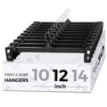 Pack of black clip pant hangers with 360-degree swivel hooks in a box