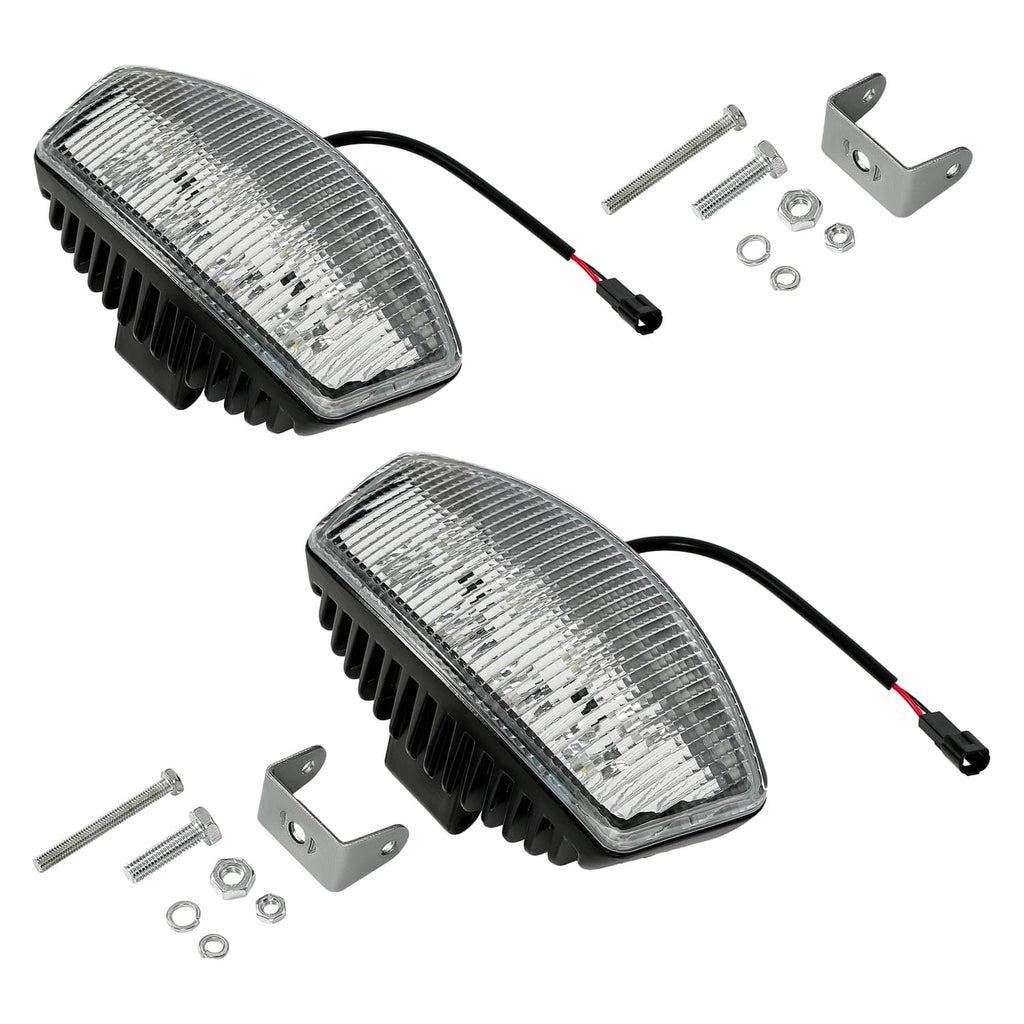 LED cab roof marker lights, side view with wiring harness and mounting hardware, clear lenses