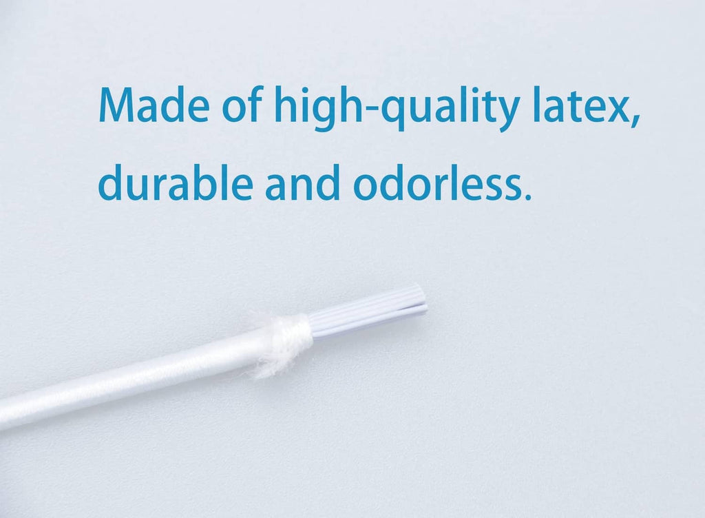 White elastic shoelace cord with latex sheath and plastic aglet tip