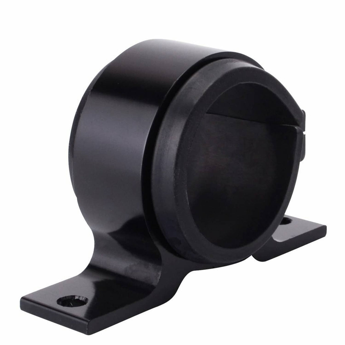 Universal 50mm fuel filter mounting bracket, black clamp ring with two mounting feet