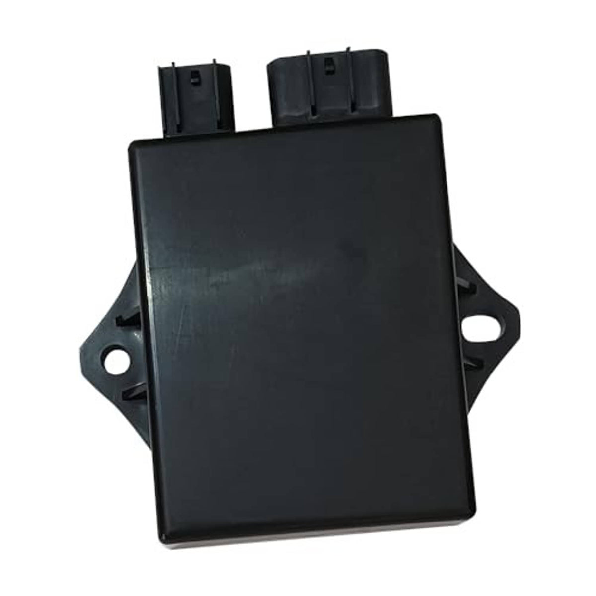 Ignition module CDI box, black plastic with mounting tabs and twin top connectors