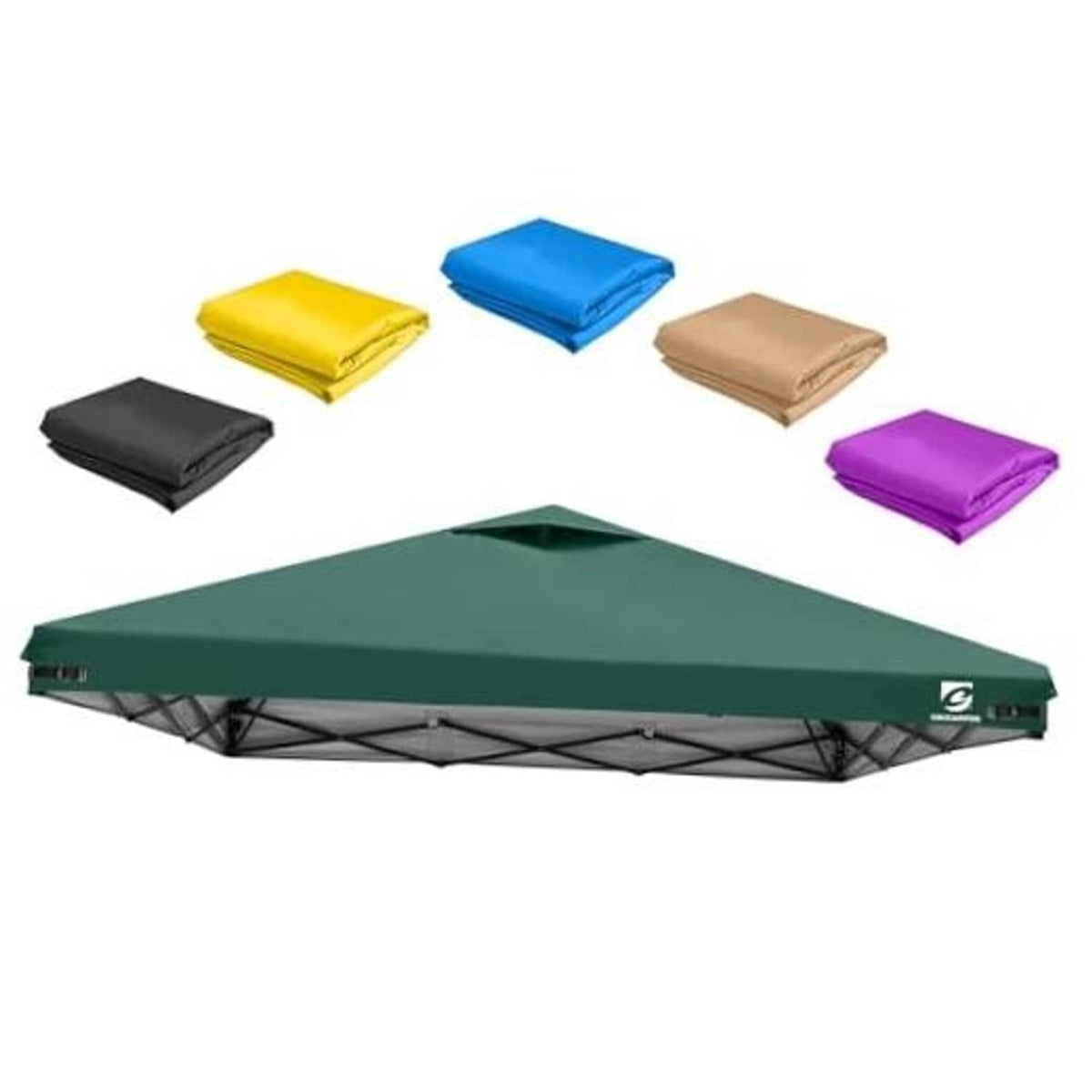 Green replacement pop up canopy top cover with air vent, straight-leg style
