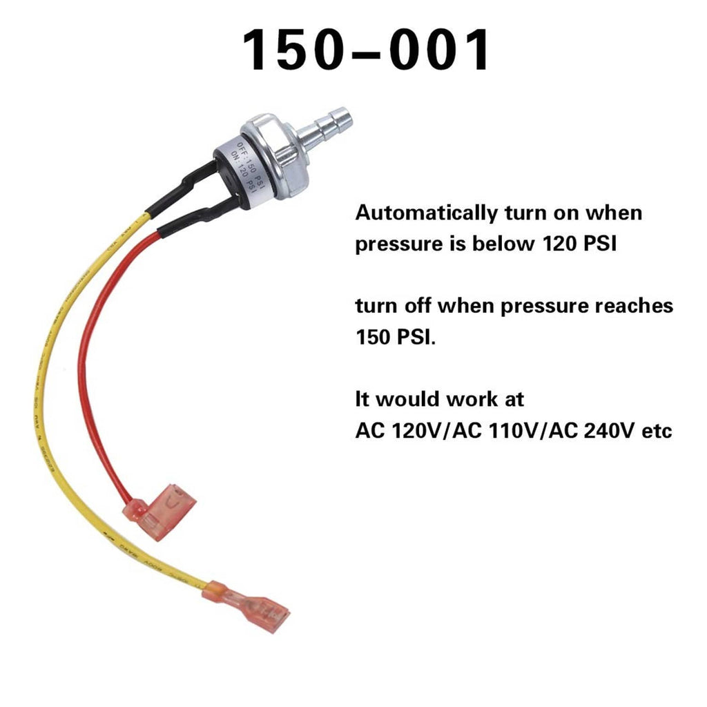 Air pressure switch with metal sensor housing and yellow/red cable leads