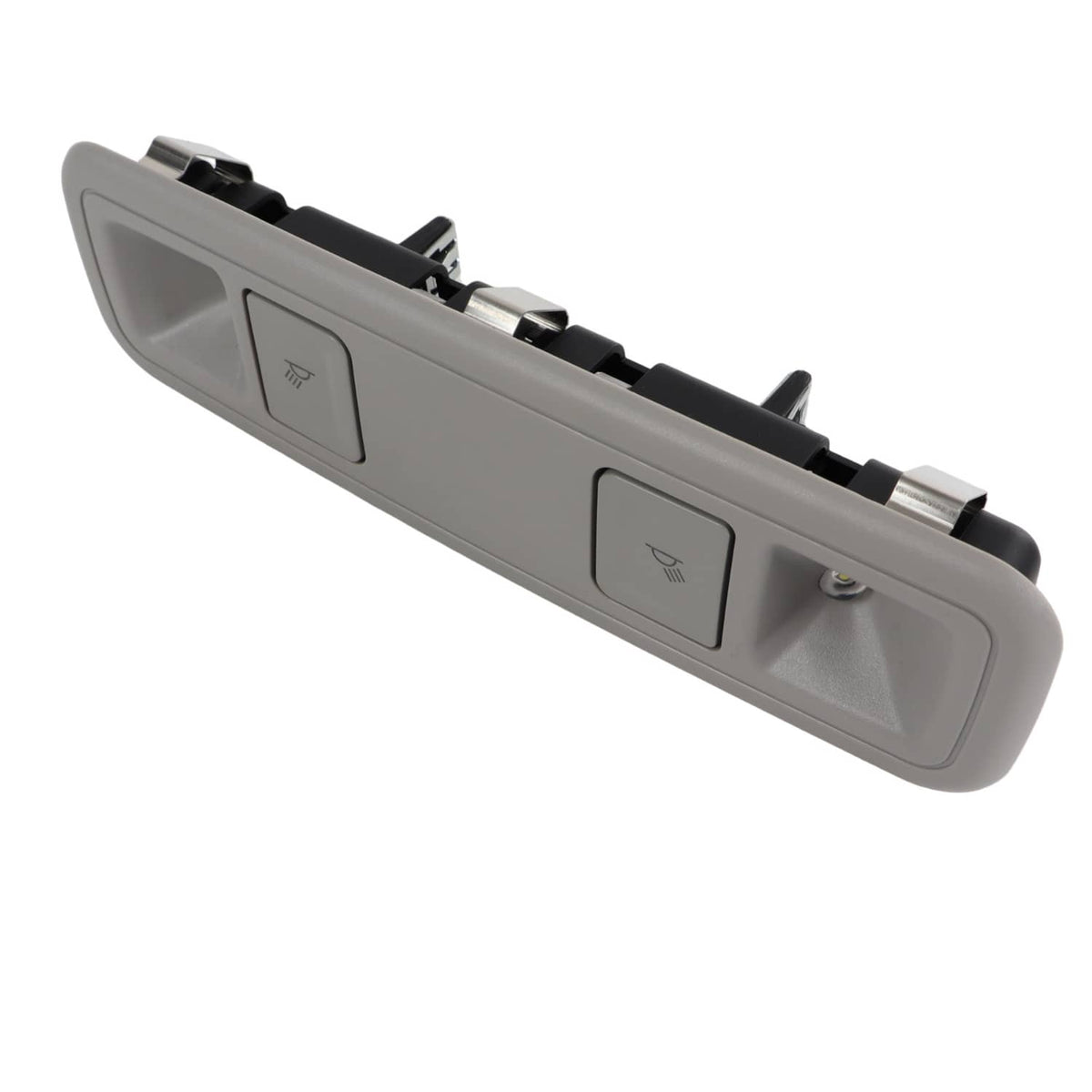 Gray rear dome light lamp underside with connector openings and switch icons