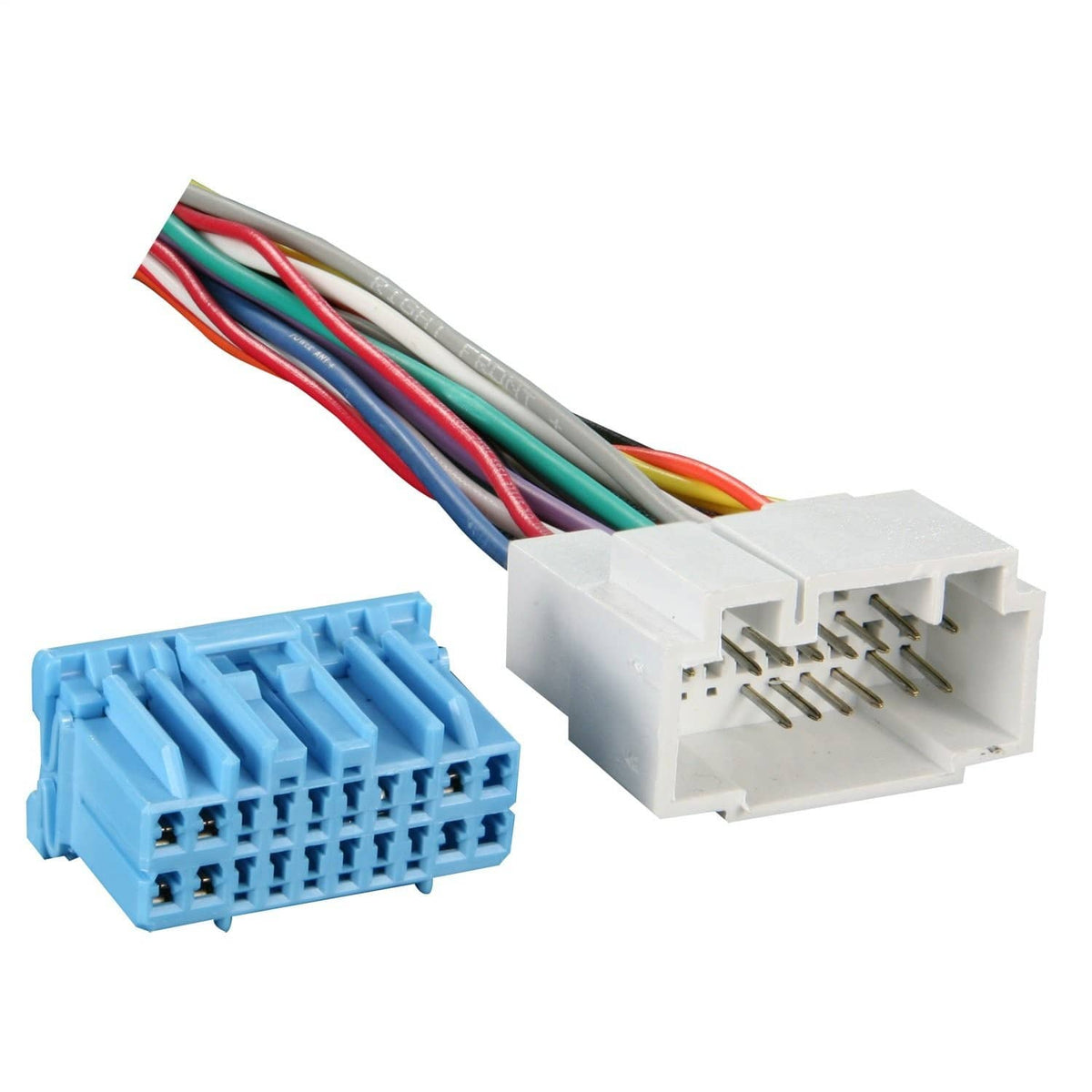 Honda Accord radio bypass harness with two ABS connectors and multicolor wire leads