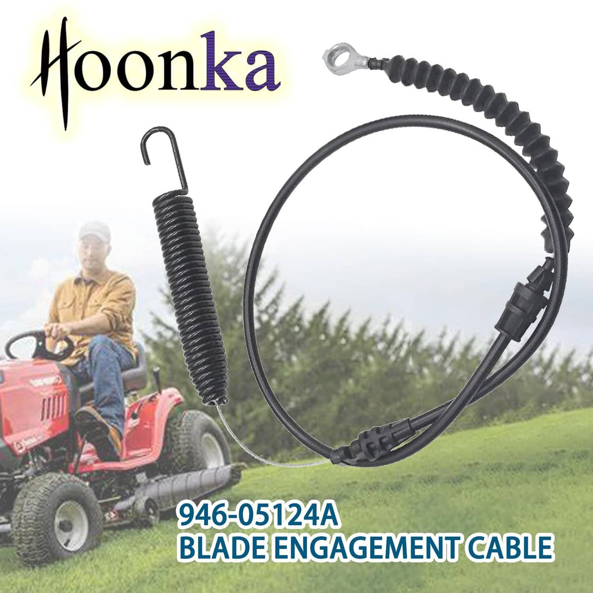 Black blade engagement cable with coiled spring and looped wire connectors
