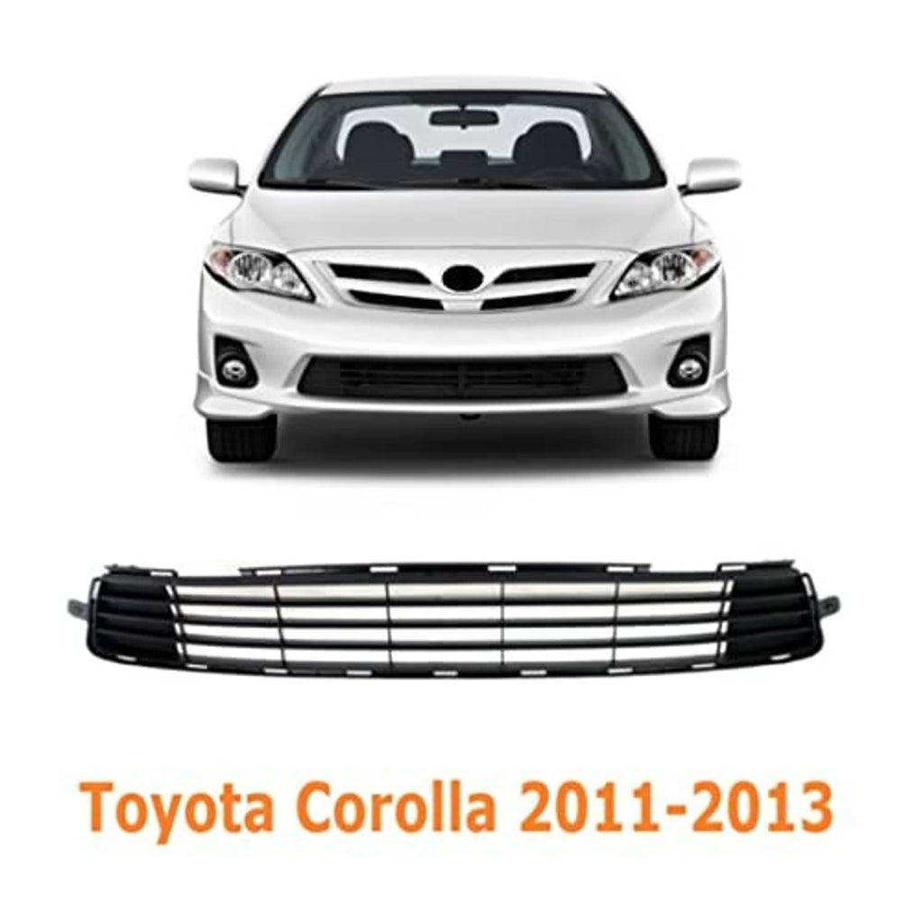 Front bumper grille with black surround and silver horizontal bars