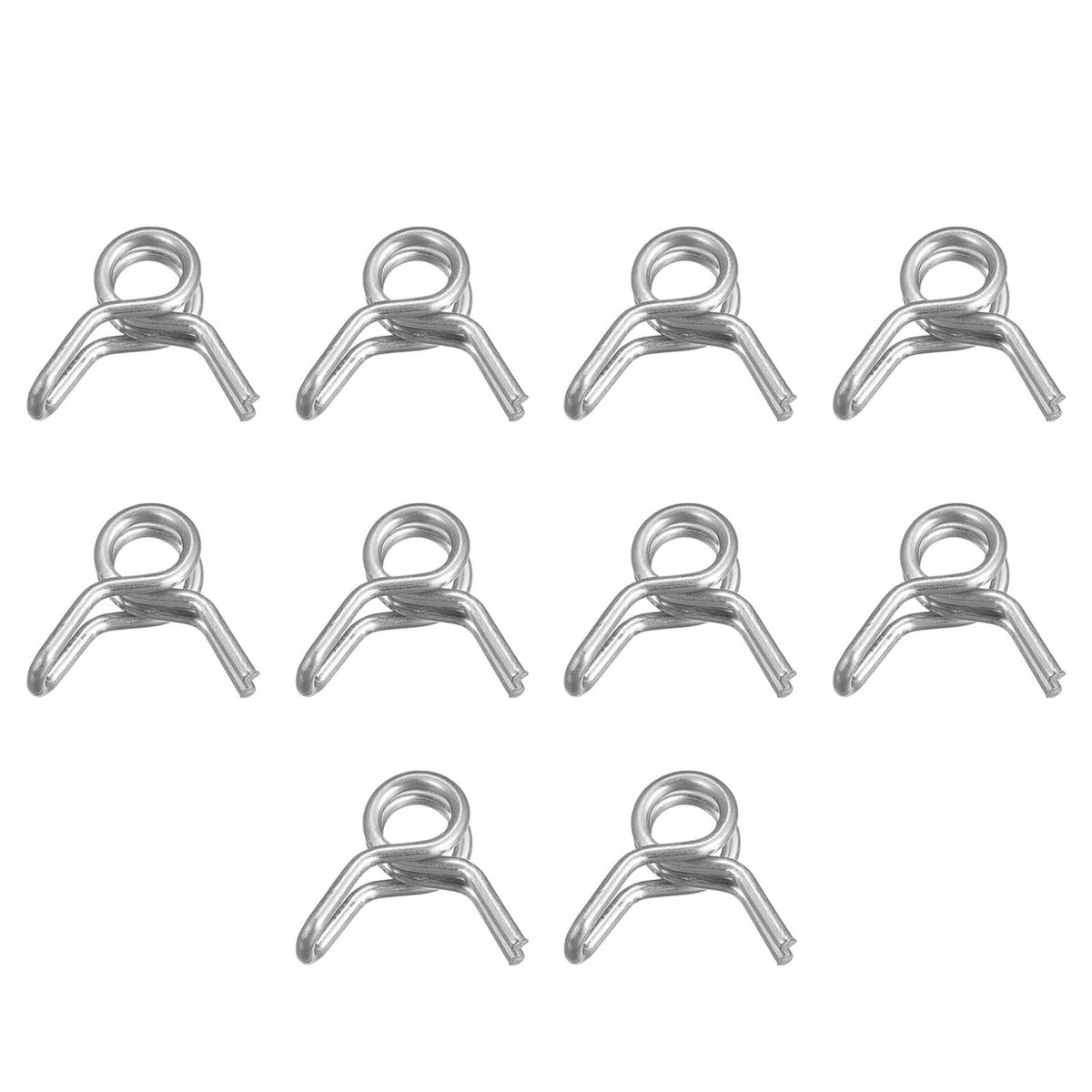 Silver stainless steel spring hose clamps with double wire loops