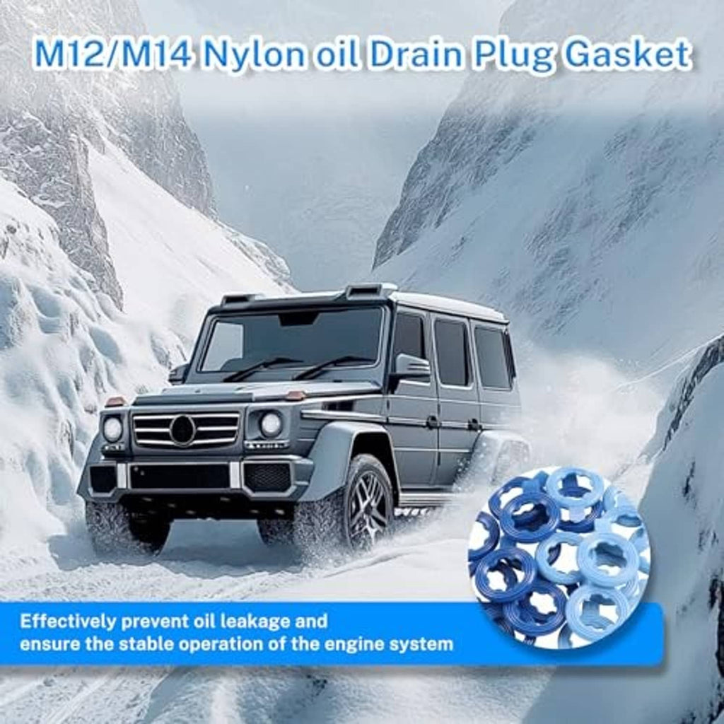 Blue nylon rib drain plug gasket rings for M12 and M14 compatibility