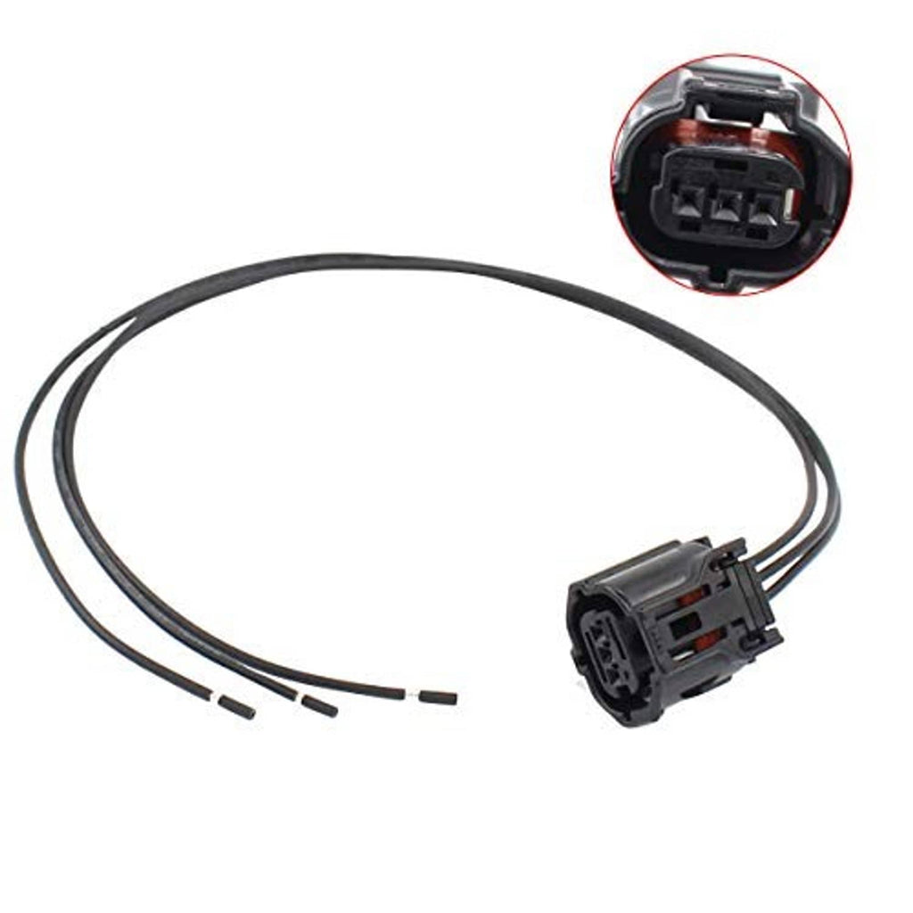 Camshaft position sensor connector pigtail harness with black multi-pin plug and wire leads