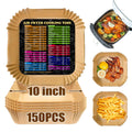 Square 10-inch air fryer paper liners, 150-count set in wood color